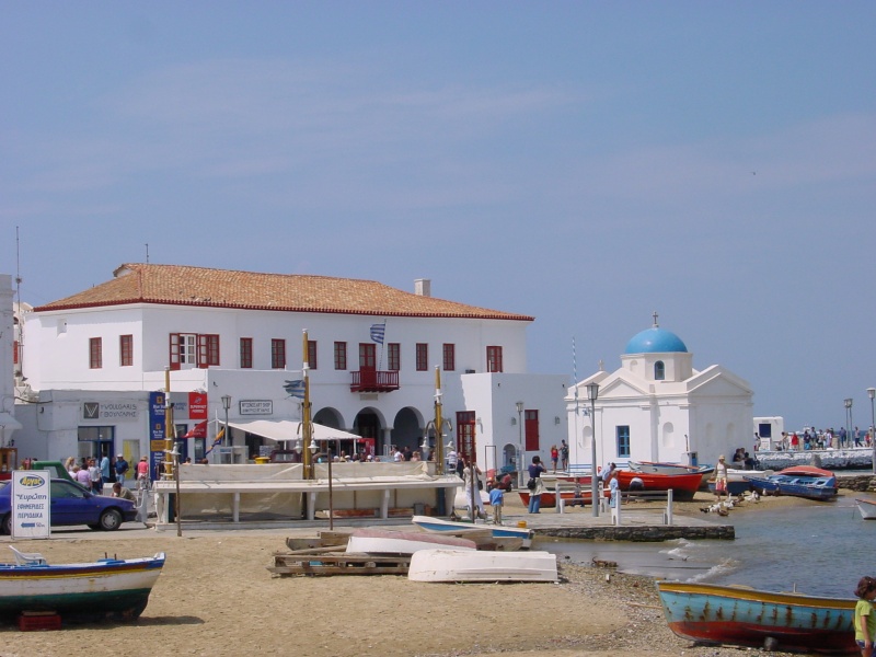 Mykonos Altstadt Mikonos Alter Hafen mit Blick auf Rathaus.JPG -                                